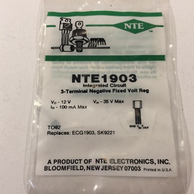 (7) NTE NTE1903 Integrated Circuit Negative 3 Terminal Voltage Regulator- 7/Lot