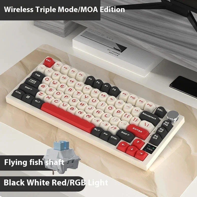 Mechanical Keyboard with TFT Screen Multifunctional Knob Gaming Keyboard Triple Mode Connectivity for Enhanced Performance Mechanical Keyboard with TFT Screen Multifunctional Knob Gaming Keyboard Triple Mode Connectivity for Enhanced Performance