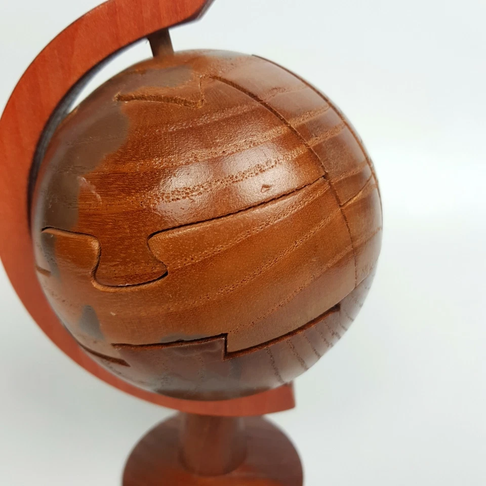 SCULTURA Mappamondo Legno Puzzle Legno 3D Rompicapo Adulti Bambini idea regalo - Immagine 3 di 4