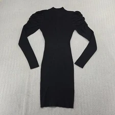 Love Always Dress Sheath Bodycon Womens Medium Black Mock Neck Stretch Ruched