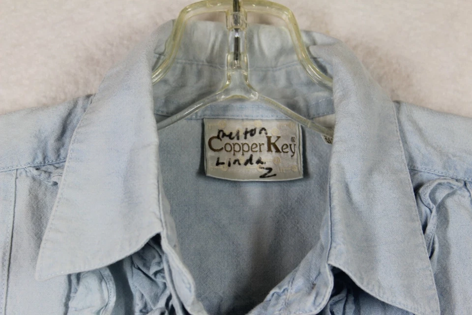 Copper Key Tank Small S Denim Tuxedo Blue Sleeveless Button Up Ombre Tie Dye  - Image 3 of 4