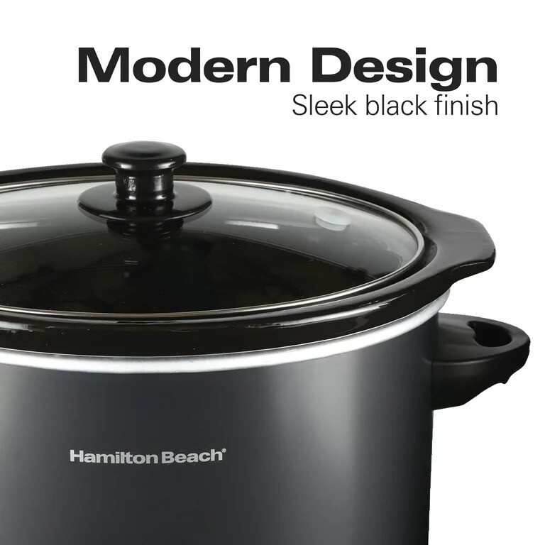 Hamilton Beach Slow Cooker, 3 Quart Capacity, Oval, Removable Crock, Black