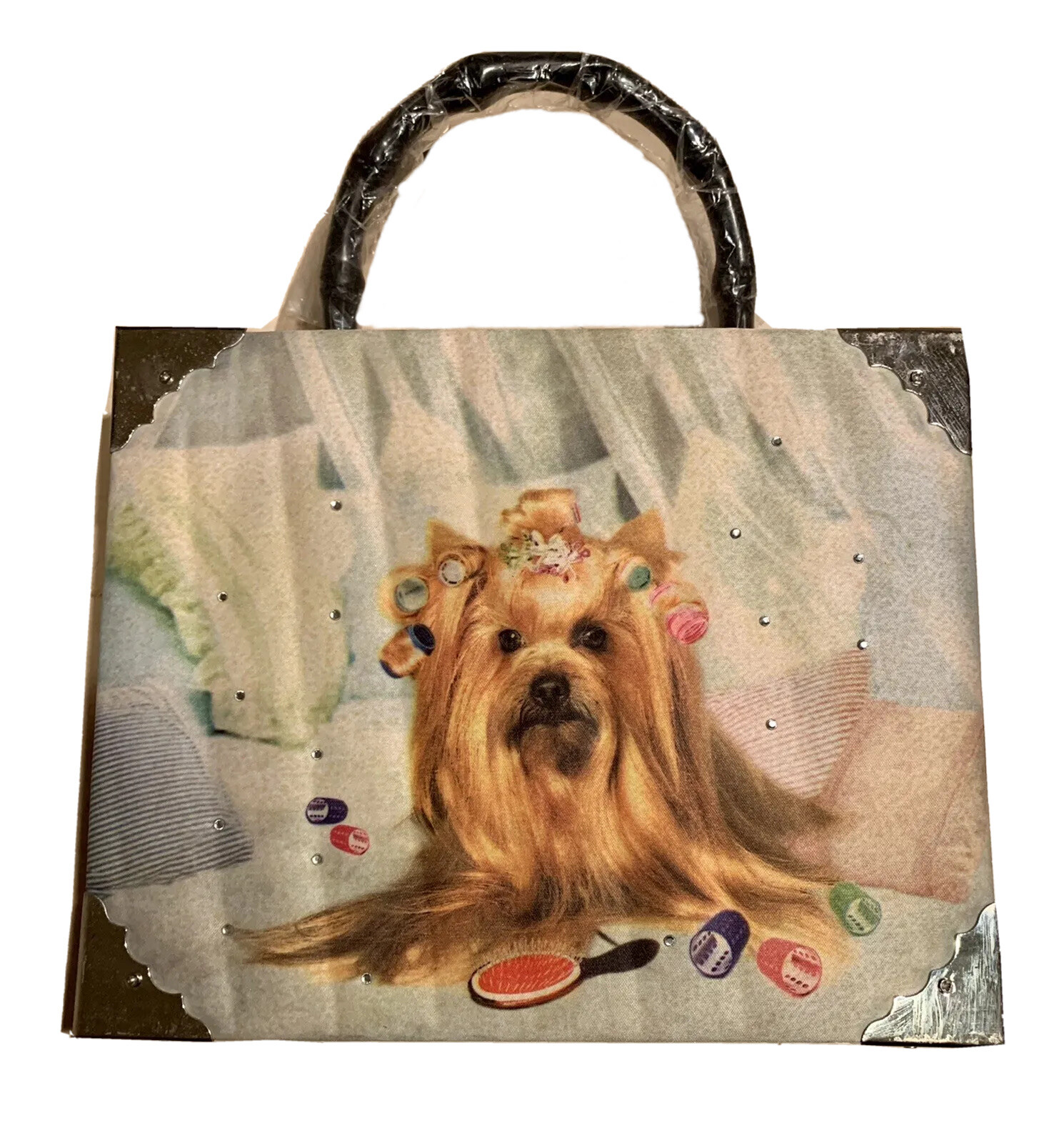 Blossom Wood Dog Cigar Box Purse Pocketbook Bag Gem