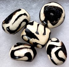 Beads, Set of 5 Pcs, Water Buffalo Bone, African, 16 to 24 mm, Two Shapes