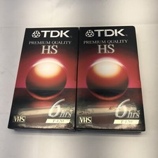 Lot of 2 TDK Premium Quality HS 6 Hours T-120 Blank VHS VCR Tape NEW Sealed NOS