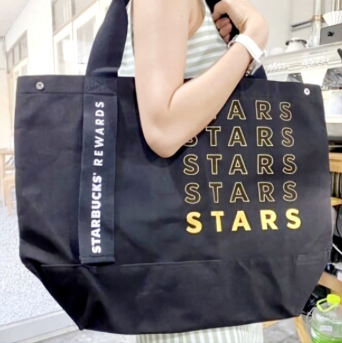 Starbucks Rewards Coffee LARGE Tote Bag Black Special Edition 