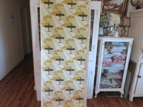 Vintage 2005 Hand Printed Bradbury & Bradbury Aeroplane Wallpaper Never Used BTY - Picture 2 of 7