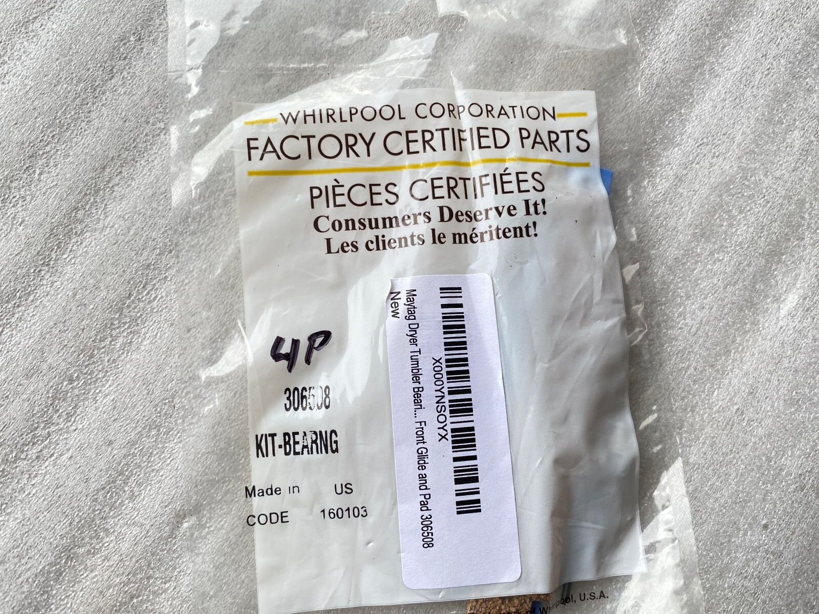 306508 Kit Guida Batteria Anteriore Asciugatrice Maytag AP4037304