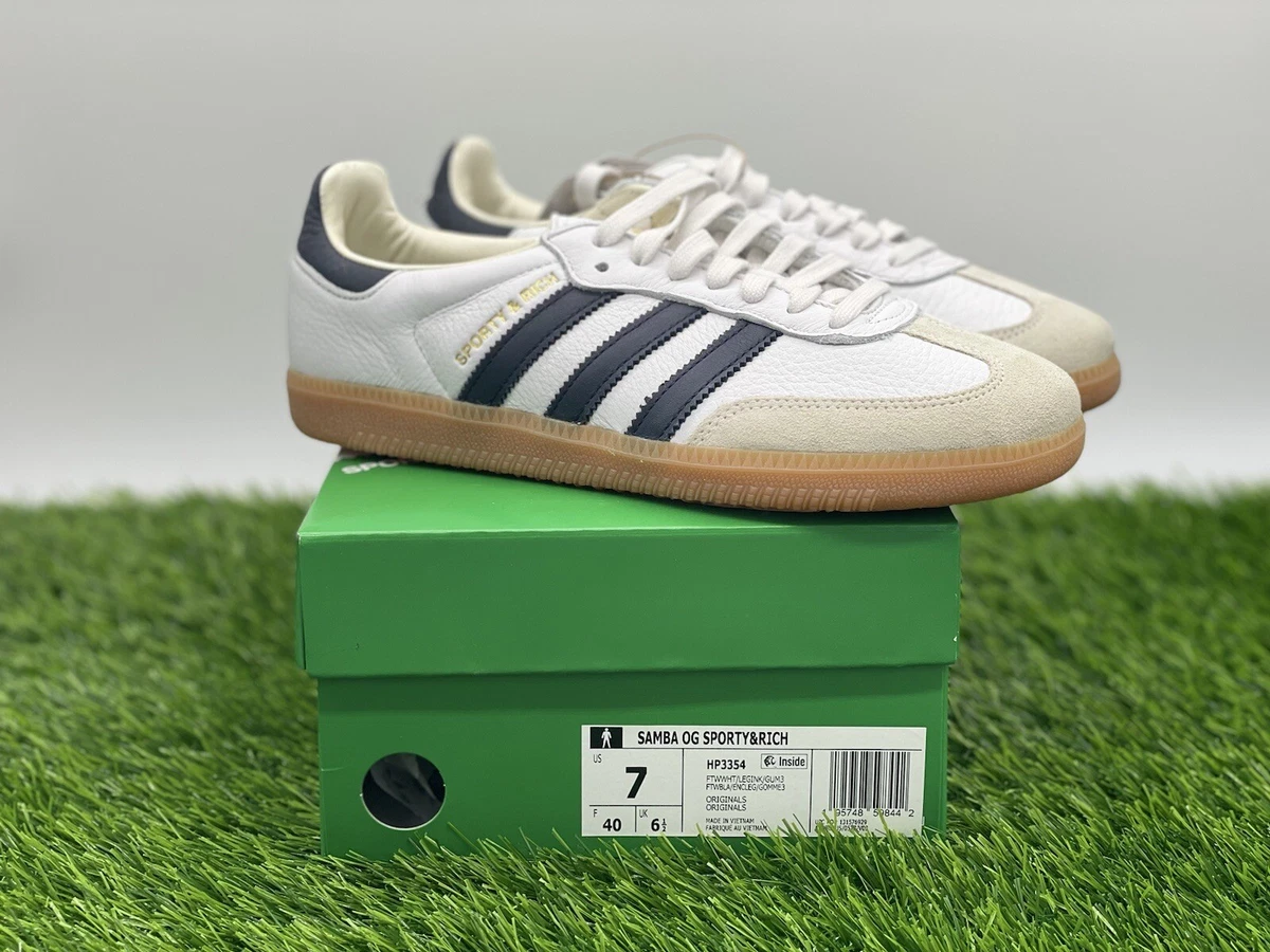 Size 7| Adidas Samba OG Sporty & and Rich White Black HP3354