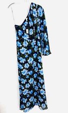 Sachin Babi Size 4 Navy/Blue One Shoulder Floral NEW Designer Dress Maxi