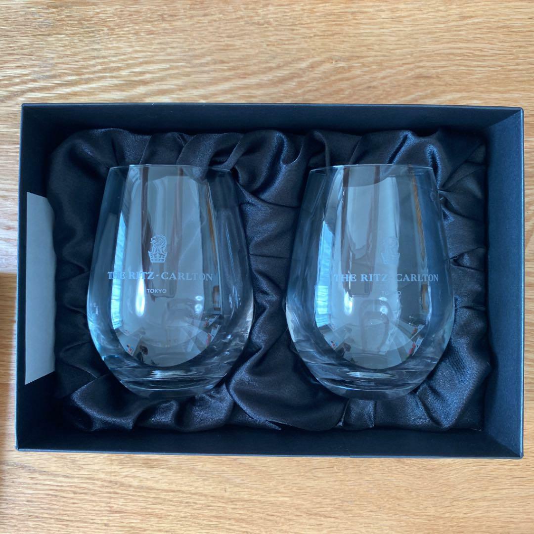 RARE THE RITZ CARLTON TOKYO Pair Glass Clear Beer Glass from JAPAN