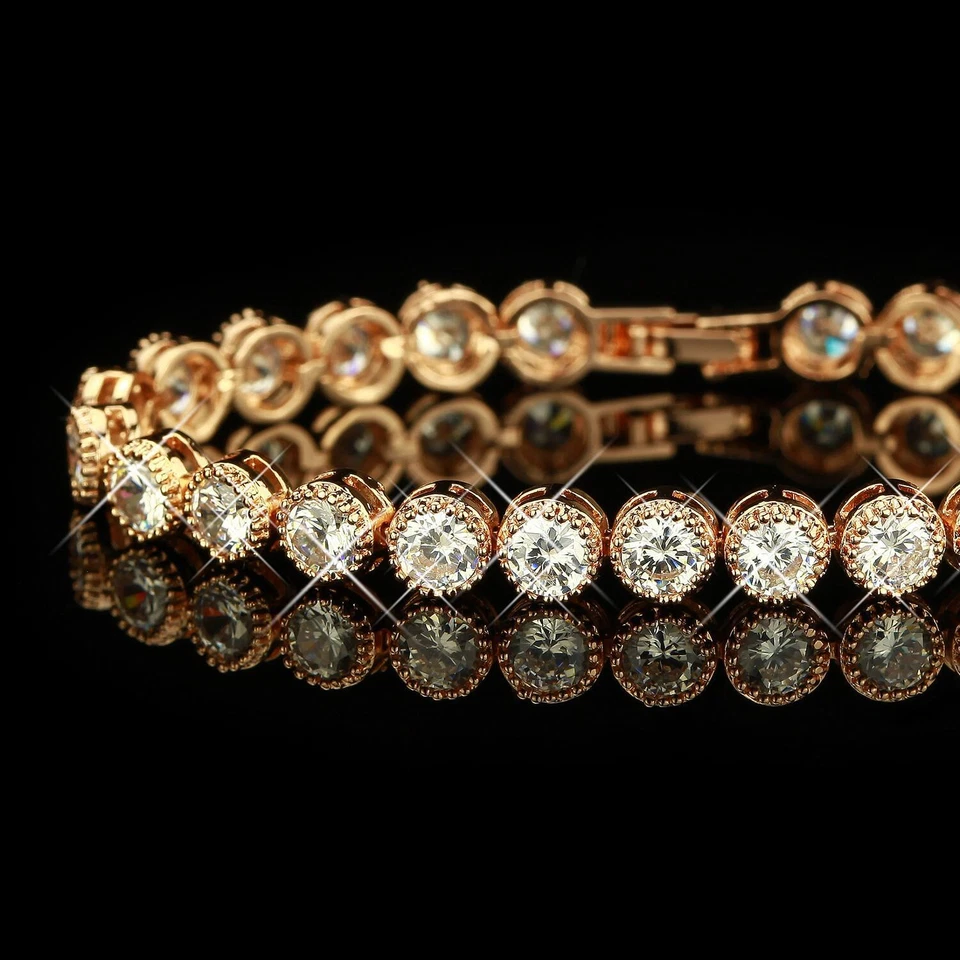 Damen Armband Rosegold vergoldet Zirkonia 750 Gold 18K Tennisarmband B2801SL - Bild 3 von 4