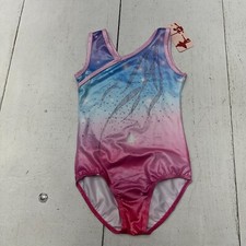 Baohulu Pink Blue Purple Ombre Print Sparkly Gymnastics Leotard Girls Size 6A