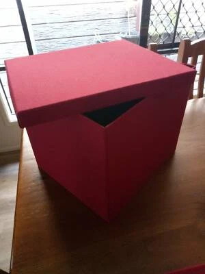 Ikea Fabric Storage Boxes With Lids 4 X Red Very Good Condition