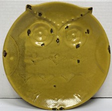 Owl Shaped Stoneware Accent Plate Rustic Harvest Gold Fall Autumn Home Decor NOS