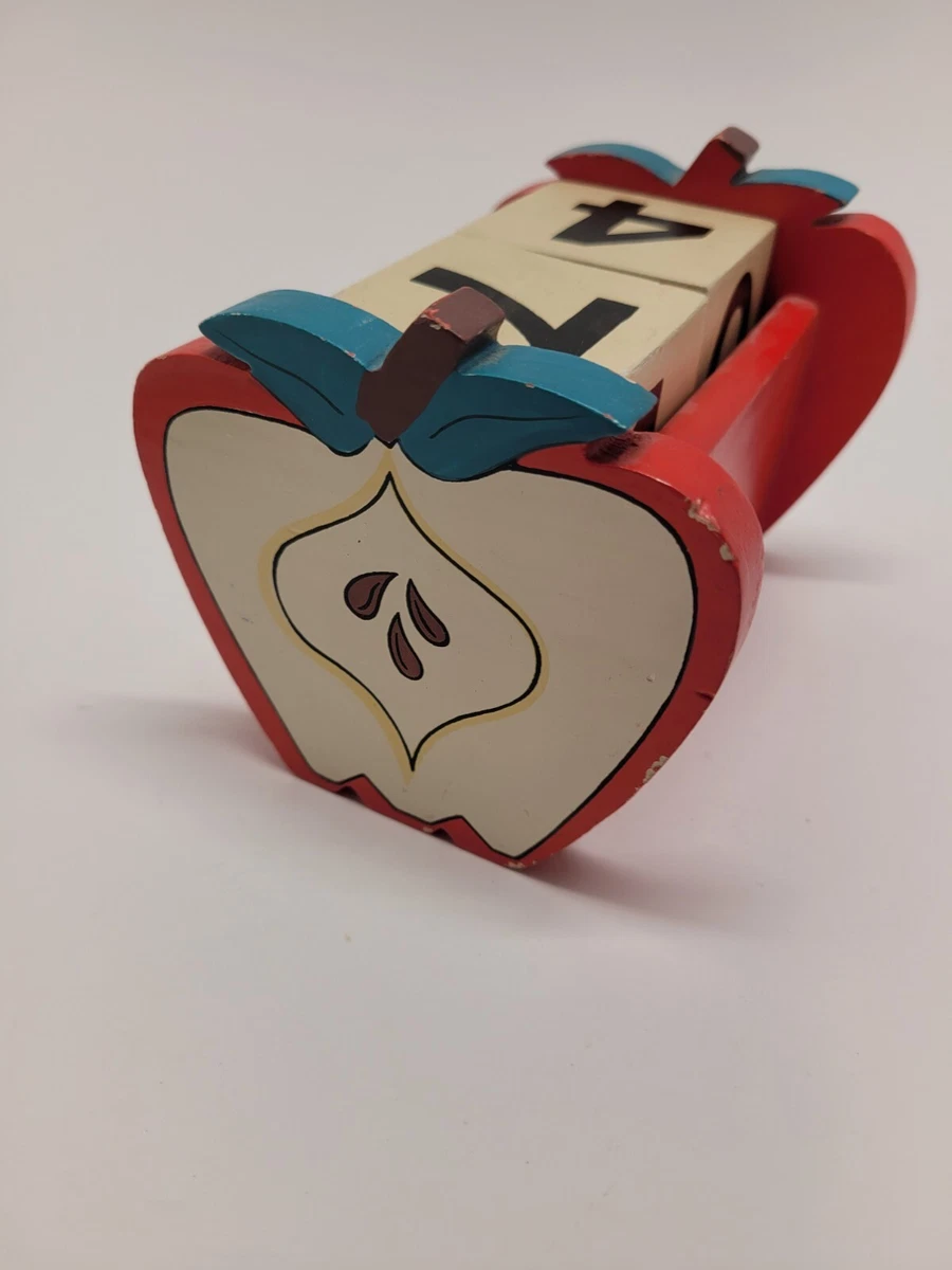 Vintage(?) Oriental Trading Co. Wooden Apple Themed Block Calendar | eBay