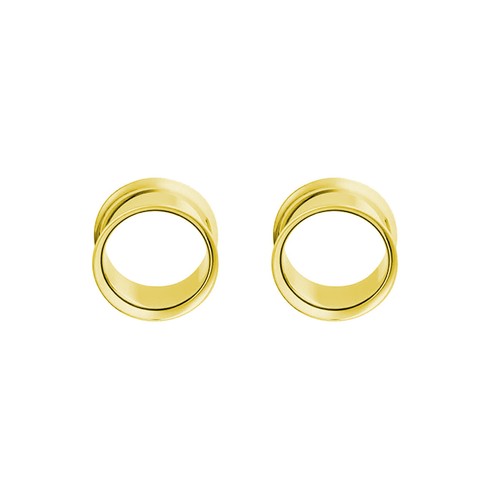 Pair of Surgical Steel PVD Gold Double Flare Ear Tunnels Earlets Gauges Plugs - Picture 62 of 109