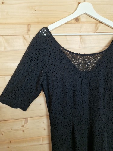 Toast Dress UK 14 Black Lace Shift Lined Broderie Anglaise LBD Mini - Picture 16 of 19