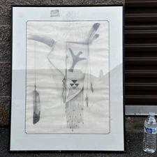 vintage signed pencil  drawing  FRAMED TO MUSEUM STANDARDS 1988