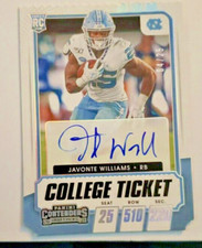 JAVONTE WILLIAMS 2021 PANINI DRAFT PICKS- COLLEGE TICKET 