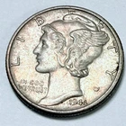 1944 Mercury Dime, Winged Liberty Head, 90% Silver, AU Condition #4014