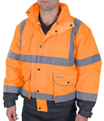 Beeswift Two-Tone Hi-Vis Constructor Bomber Jacket Orange / Navy Size L