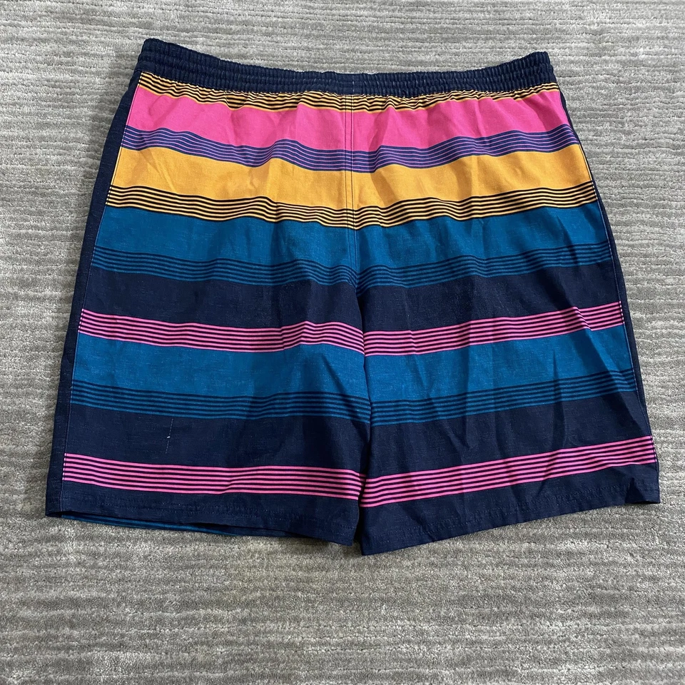 Nike Swim Trunks Shorts Mens Large Multicolor Stripe Drawstring Lined NESS9455 - Image 2 of 4