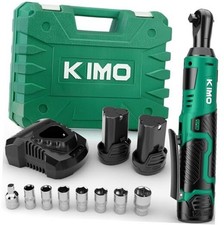 KIMO Cordless Electric Ratchet Wrench Set, 40Ft-lbs, 1) 12V- 3/8"-2 Batteries