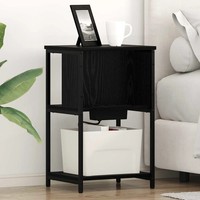 Nachttisch Schwarz Eichen-Optik 38 X 31 X 61 Cm Holzwerkstoff