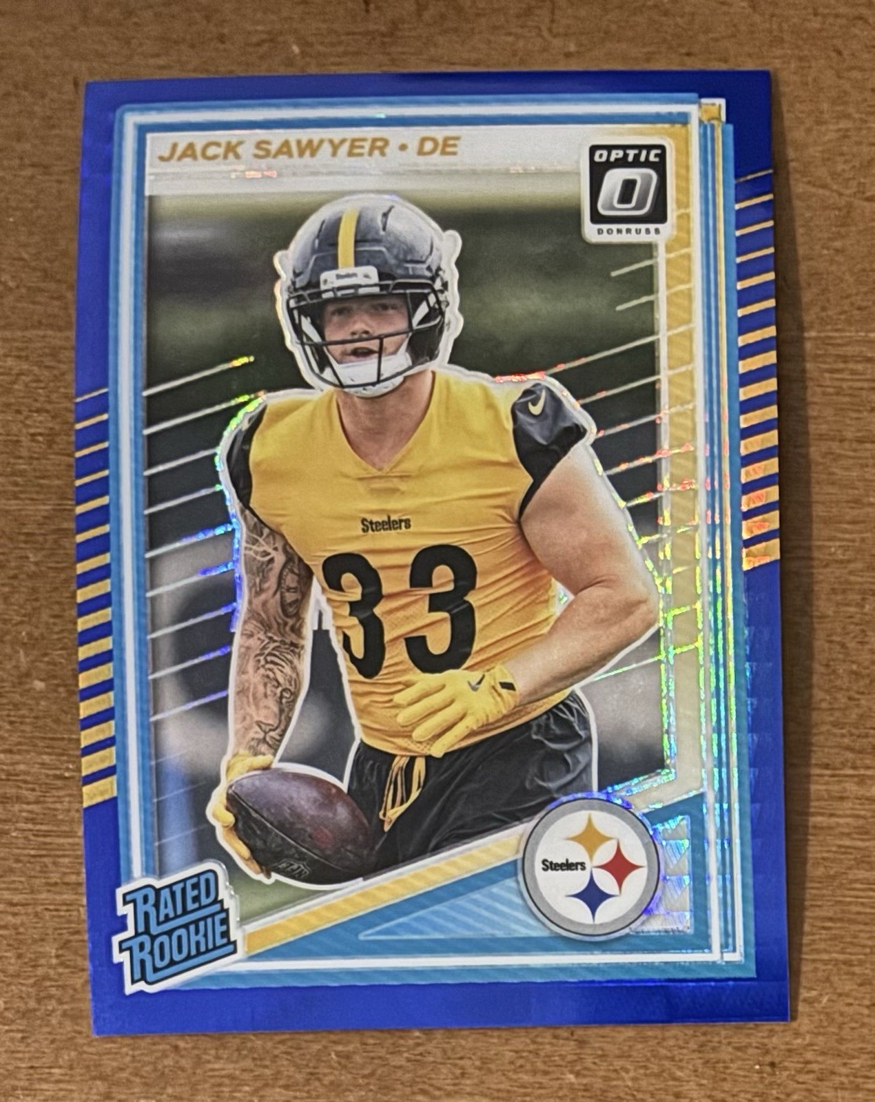 2025 Donruss Optic Jack Sawyer Blue Hyper Prizm Rookie SP #220 Steelers RC