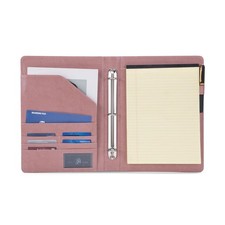 Vegan Leather 3 Ring Binder, 8.5 x 11 Letter Size Folio with Pen Holder, Soft...