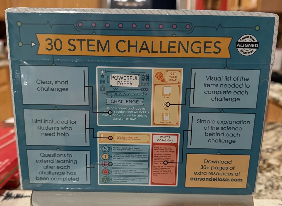 Kit de tarjetas de aprendizaje Carson Dellosa Stem Challenges, 30 proyectos científicos grado 2-5 Foto 3 de 3