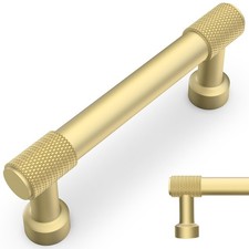 10 Pack 3 Inch 76mm Brushed Gold Kitchen Cabinet Handles Knurled Pulls