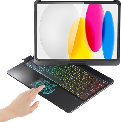 BABG for iPad 10th 11th (A16) Case with Keyboard&iPad Air 11(M4,M3,M2) 360°Swive