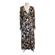 Asos Edition V Neck Oversized Midi Dress Drawstring Waist Floral Print Size 6