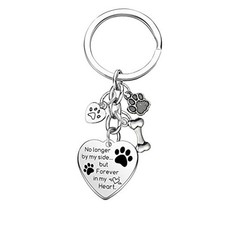 Dog Memorial Gifts Pet Memorial Keychain No Longer by My Side Forever in My