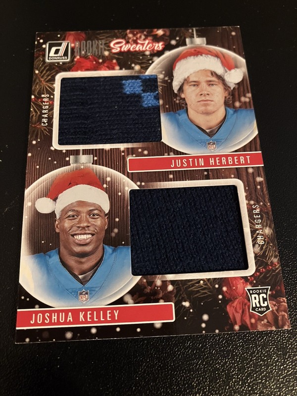 NFL 2020 Donruss Rookie Sweaters Dual Justin Herbert, Joshua Kelley SWD-Chargers