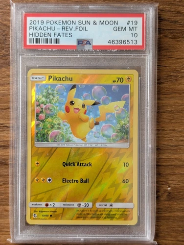 2020 Pokemon Hidden Fates PSA 10 PIkachu #30 #19 Reverse Foil Hol