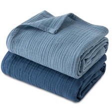 GLLQUEN BABY Muslin Swaddle Blankets, 2-Pack Neutral Receiving Blanket Swadd...