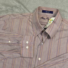 NWOT Alan Flusser Men's Striped Button Down Shirt 100 Cotton Long Sleeve Size L