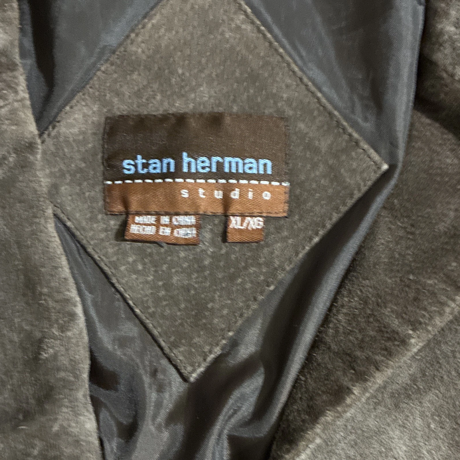 Stan Herman Studio Men's Brown Suede Leather Button Front Lined Jacket XL - product detail image 3