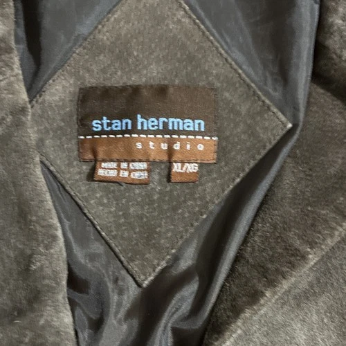 Stan Herman Studio Men's Brown Suede Leather Button Front Lined Jacket XL image 3