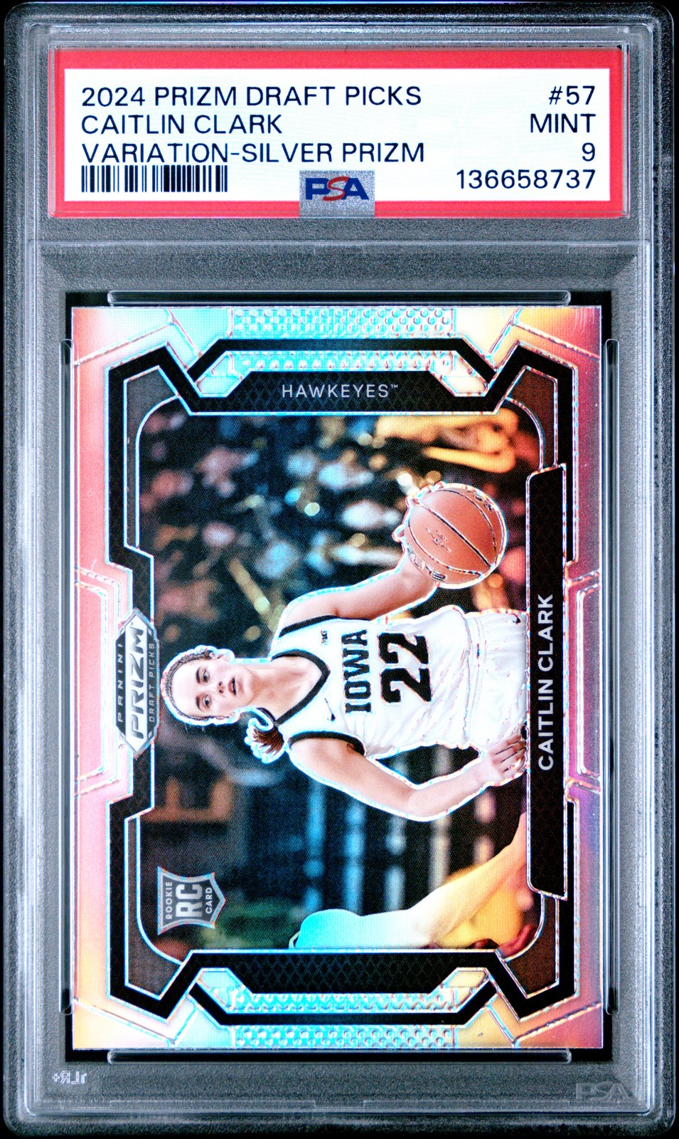 2024 PANINI PRIZM DRAFT PICKS VARIATION-SILVER PRIZM #57 CAITLIN CLARK PSA 9