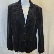 Ralph Lauren Womens SZ 12 Velvet Pinstripe Buttom Front Blazer