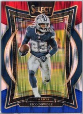 2024 Panini Select #90 Rico Dowdle Red & Blue Prizm Shock Cowboys