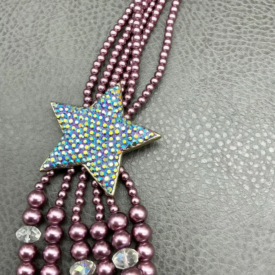 Collar Kirks Folly Declaración Estrella Celestial Púrpura Cuentas Multi Hilo 28" Foto 3 de 4