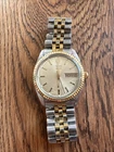 VINTAGE TIMEX DAY DATE PRESIDENTIAL INDIGLO QUARTZ MEN'S 2T BRACELET DRESS WATCH
