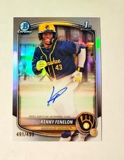Kenny Fenelon 2025 1st Bowman Chrome AUTO REFRACTOR 491/499 Brewers Raw RC V6