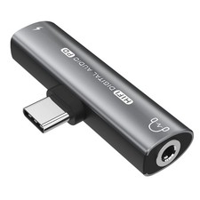 USB C Headphone Adapter, 2 in 1 C to 3.5mm Jack HiFi DAC Grey