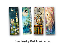Owl bookmark Bundle - Set of 4 Laminated 6x2 ...